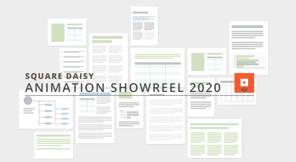 The cover slide of the Square Daisy Animated Video showreel from 2020