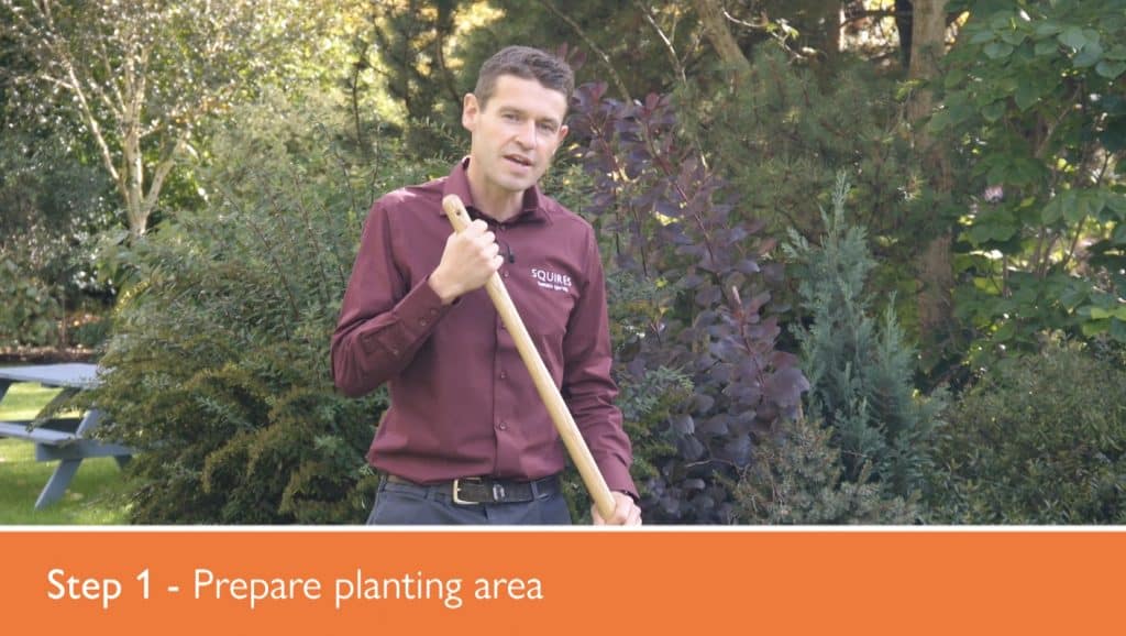 Image of a member of Squires Garden Centre staff presenting a training video to camera