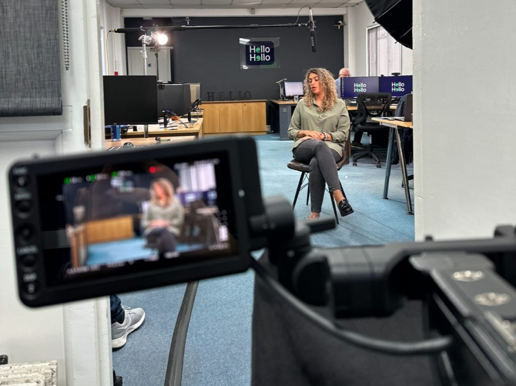 filming interview setup