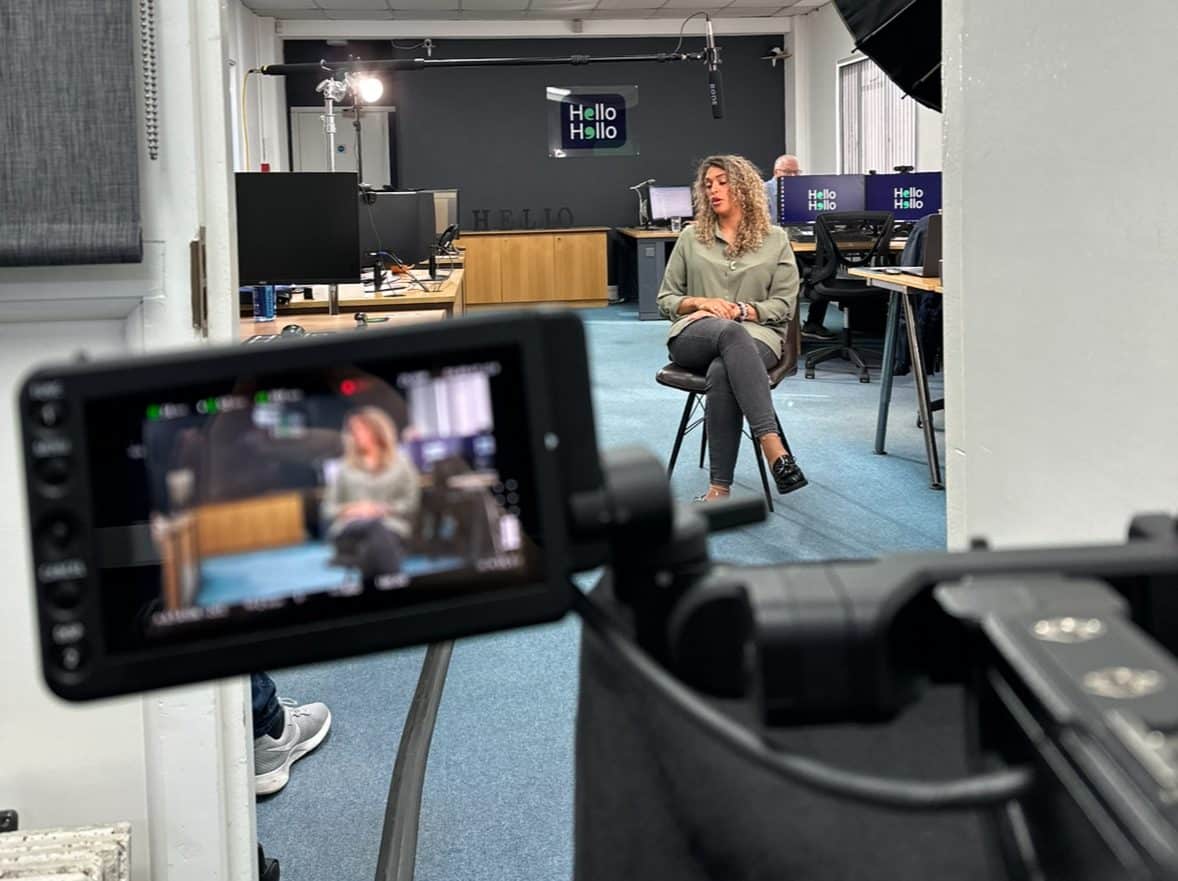 filming interview setup
