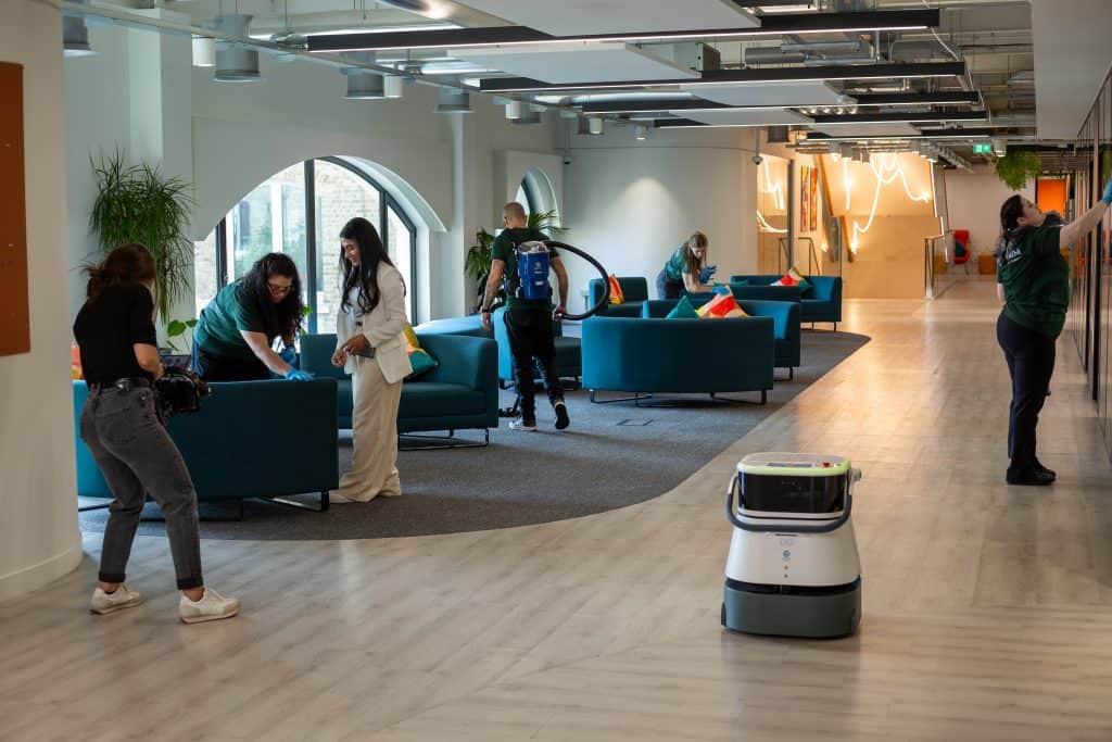 Action shot with AIM cleaners and a co-bot all working away