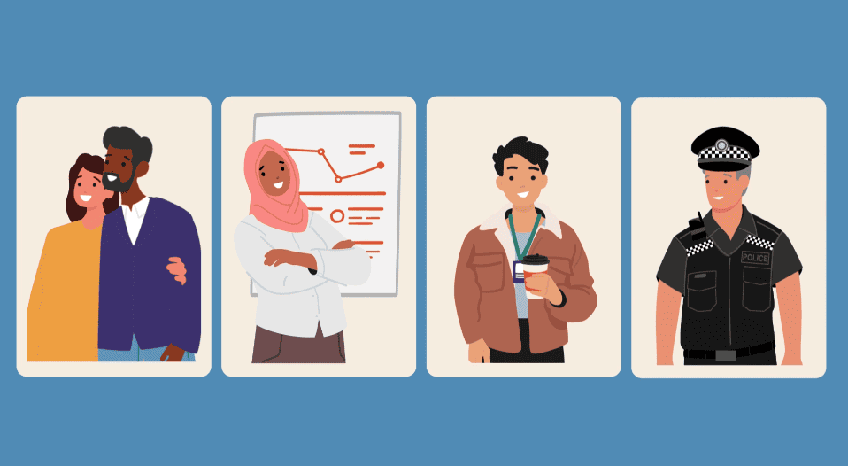 A screenshot from the animation showing four characters