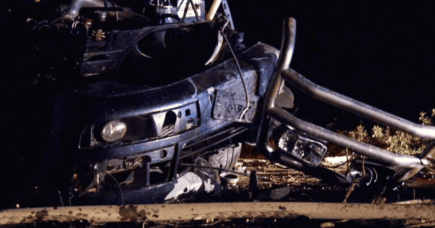 Stock footage screenshot of a car crash for a case study video