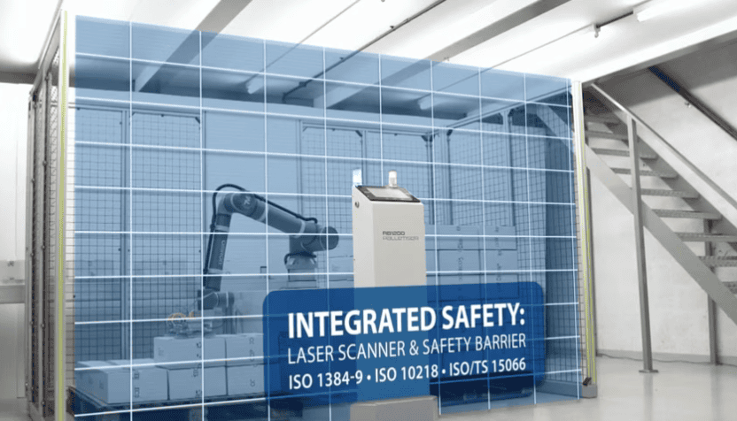 An example of rotoscoping with an imaginary safety force-field around a piece of engineering machinery to visualise this safety feature
