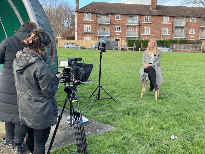 Filming outside on a common patch of land