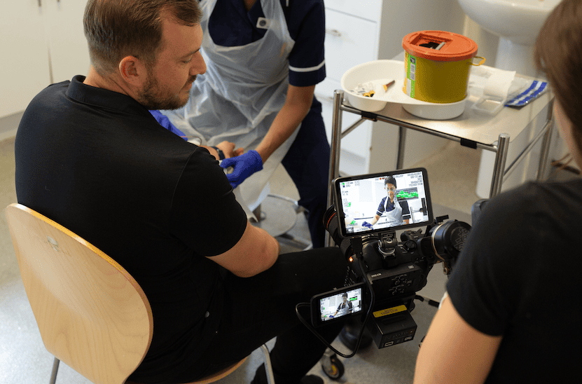 Patient Education Videos: A Guide For Uk Healthcare Providers 1 Shot Of The Camera Viewfinder Showing An Injection Being Administered